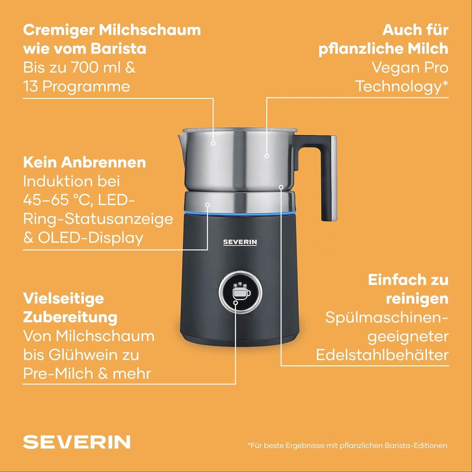 Induktions-Milchaufschäumer 700 ml - 13 Programme - OLED - 34% Rabatt