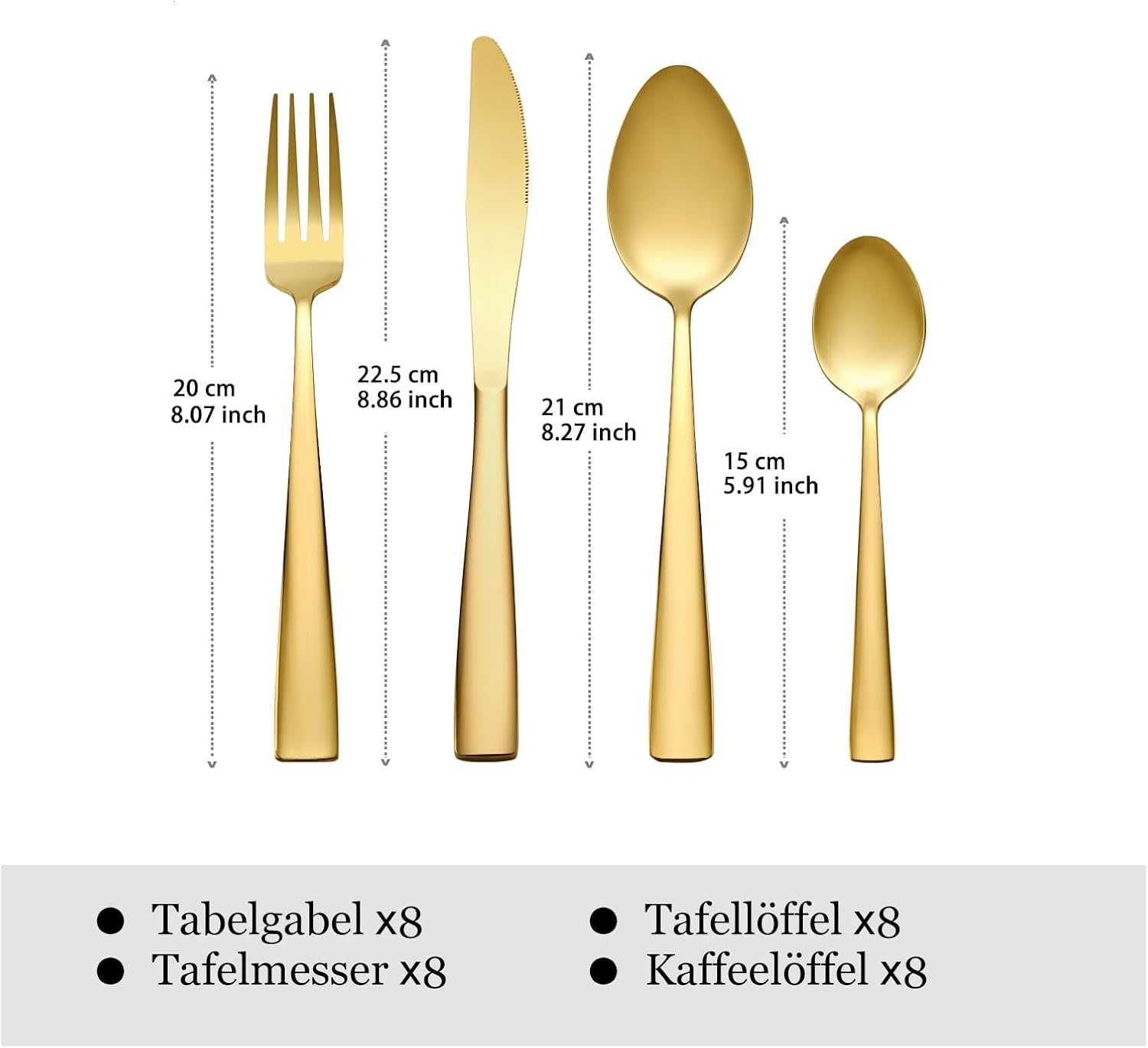 32-teiliges Besteckset Gold aus Edelstahl - 31% Rabatt