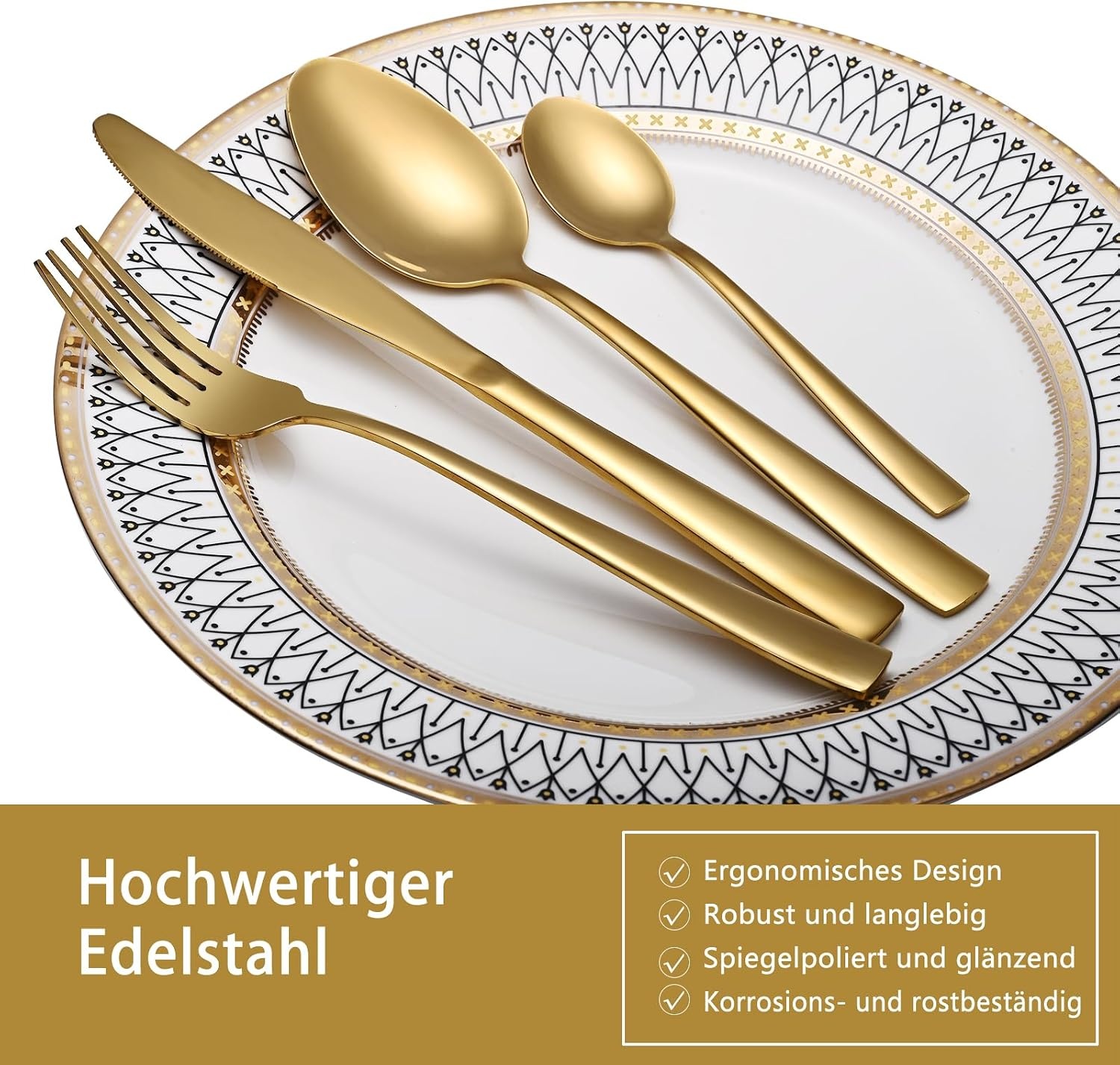 32-teiliges Besteckset Gold aus Edelstahl - 31% Rabatt