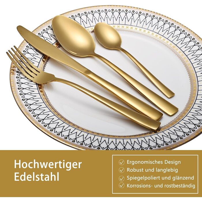 32-teiliges Besteckset Gold aus Edelstahl - 31% Rabatt