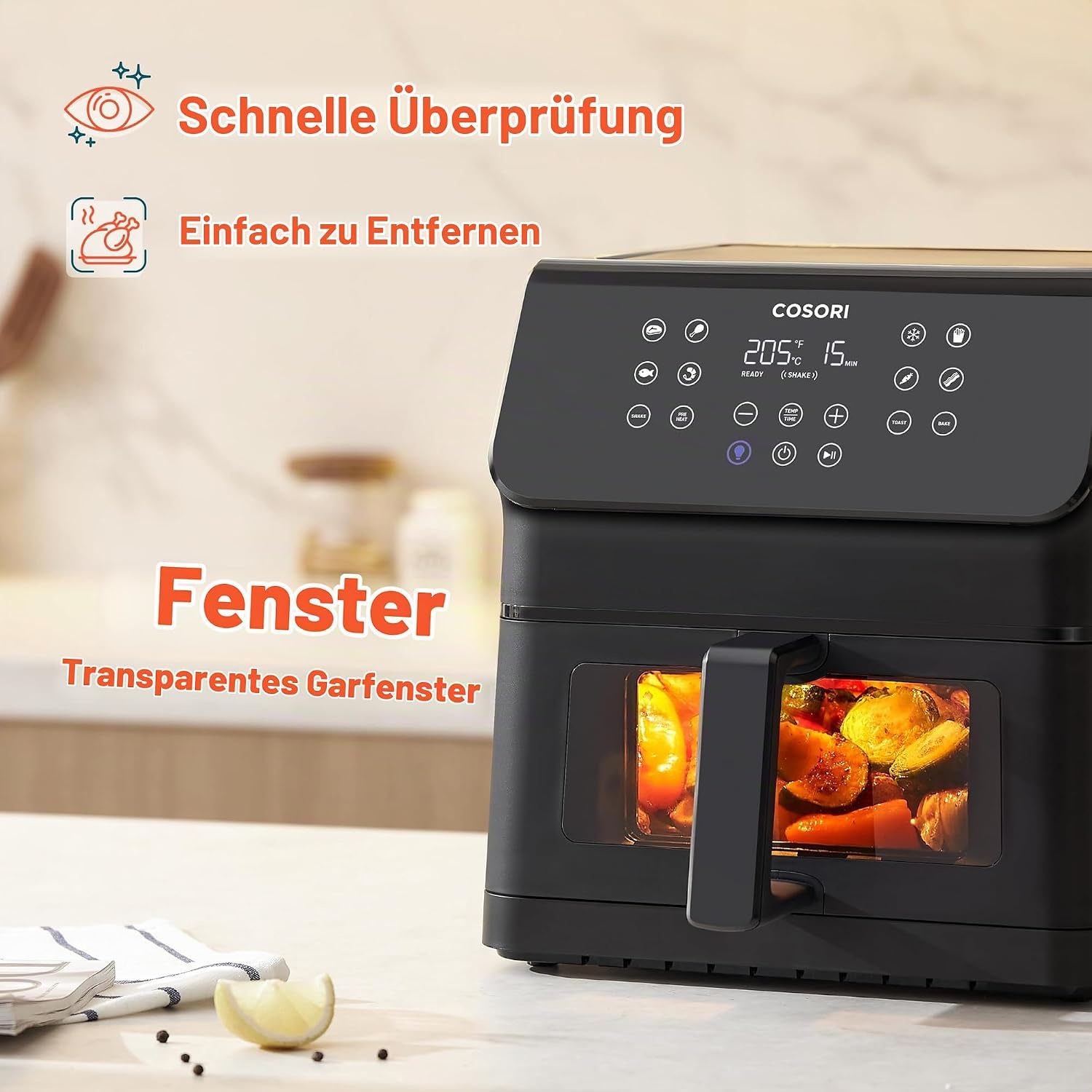 Heißluftfritteuse 6,2L 1700W mit Sichtfenster - 34% Rabatt