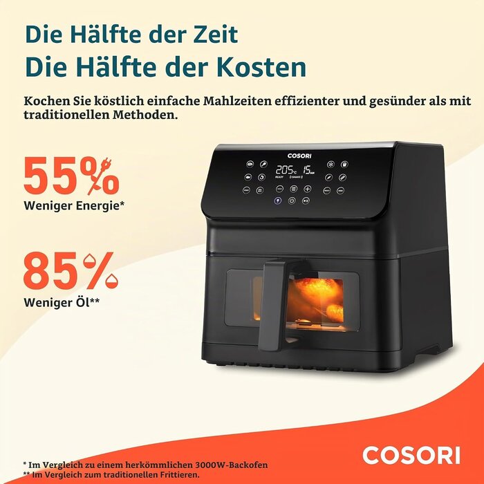 Heißluftfritteuse 6,2L 1700W mit Sichtfenster - 34% Rabatt