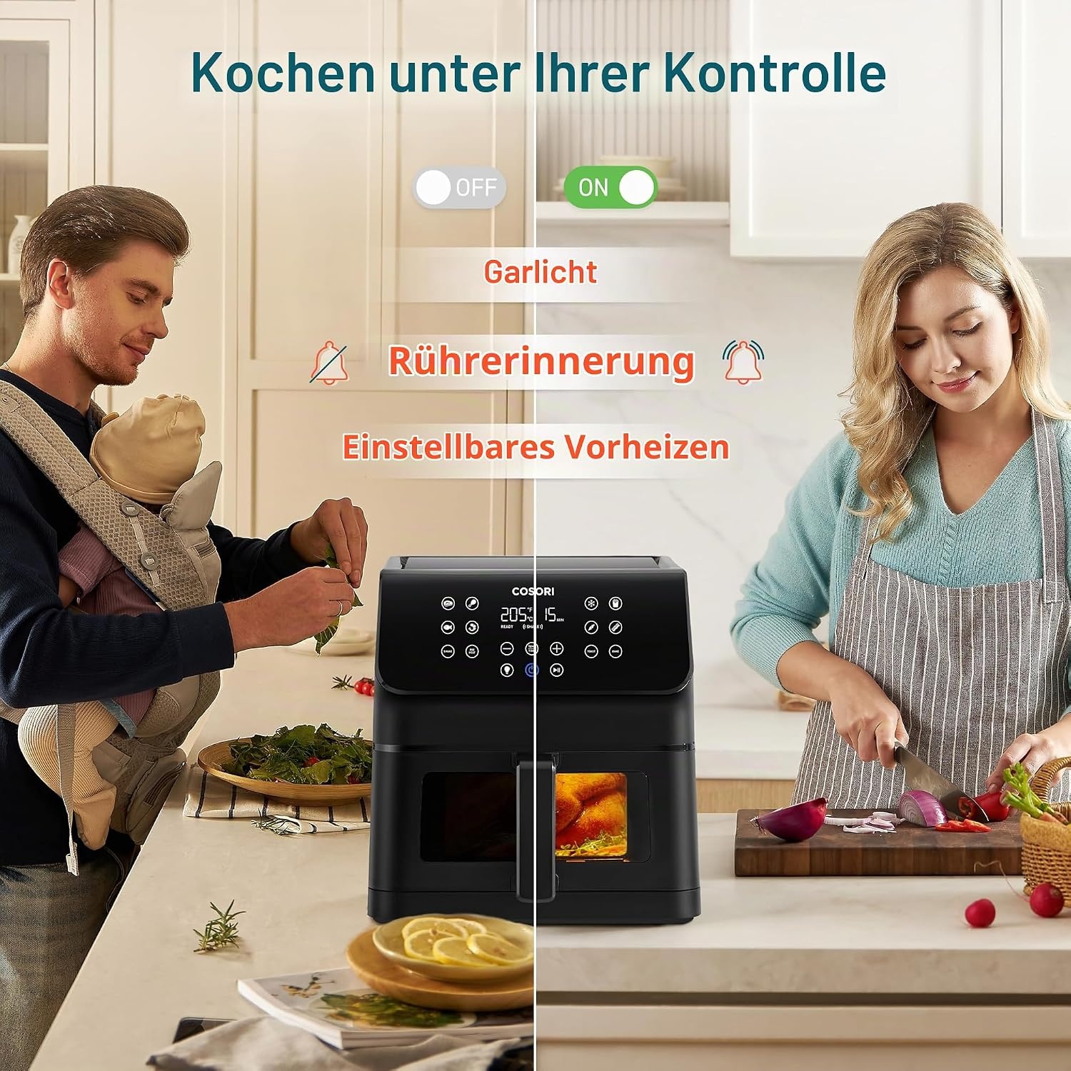 Heißluftfritteuse 6,2L 1700W mit Sichtfenster - 34% Rabatt