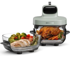 5-in-1 Heißluftfritteuse, 4,5L & 2,5L Doppelkammer, Grün - 29% Rabatt
