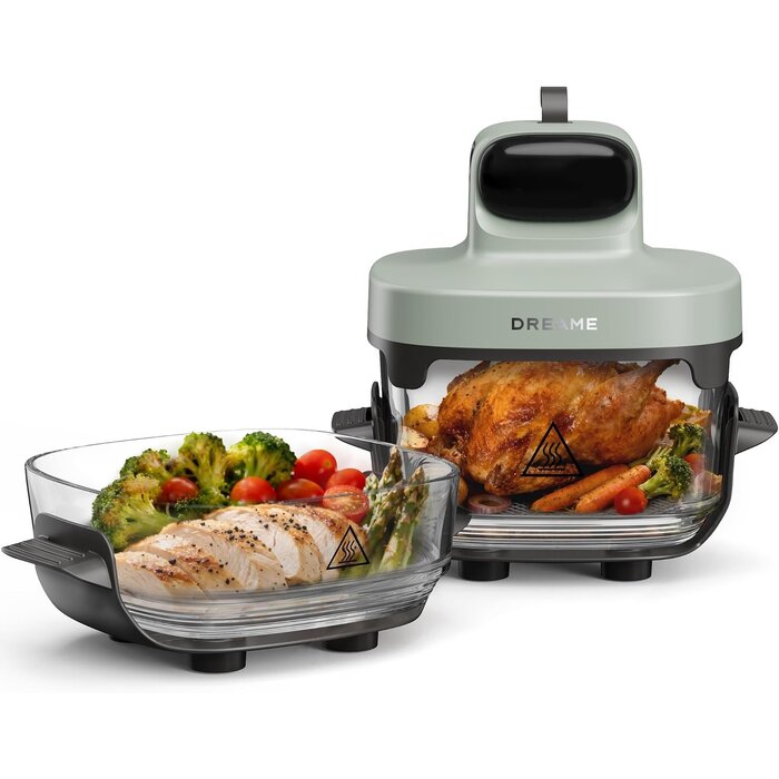 5-in-1 Heißluftfritteuse, 4,5L & 2,5L Doppelkammer, Grün - 29% Rabatt
