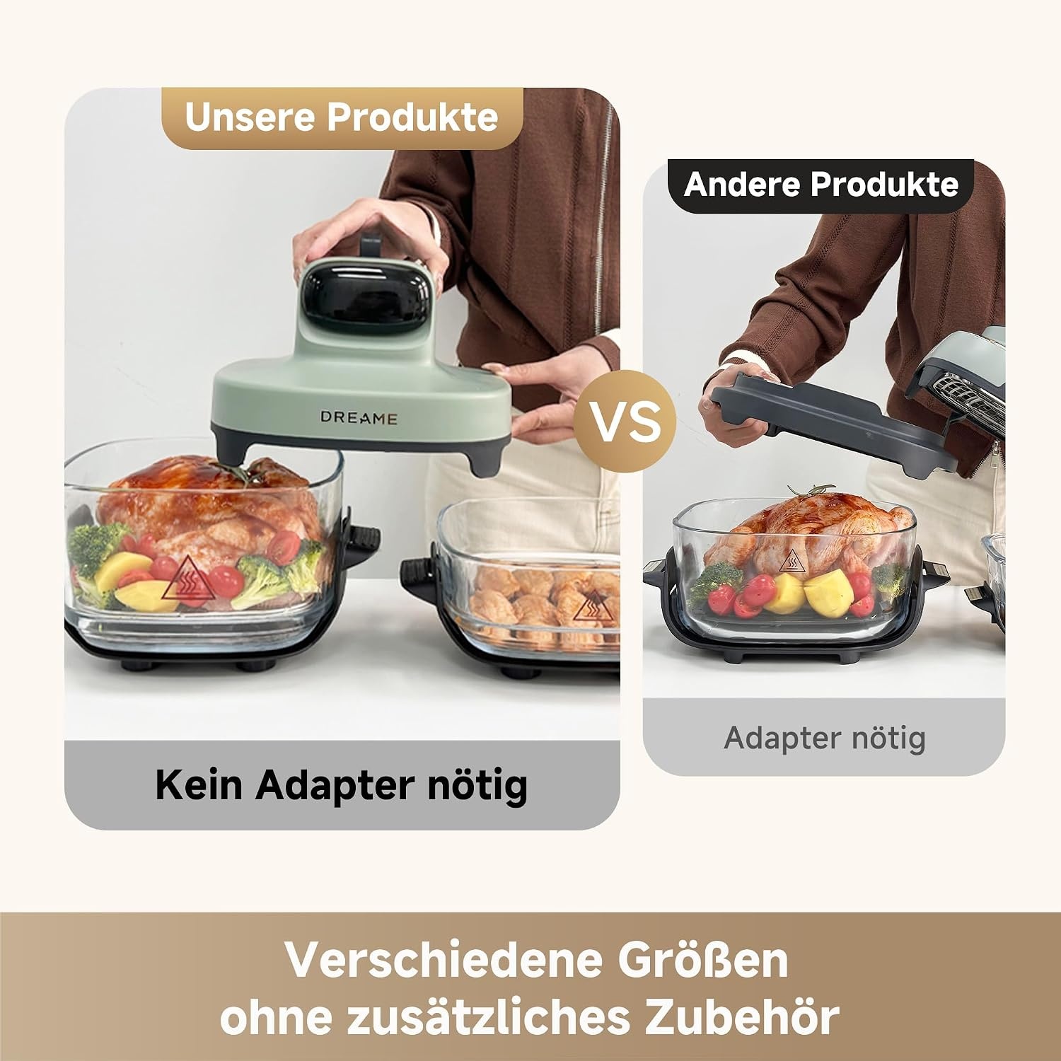 5-in-1 Heißluftfritteuse, 4,5L & 2,5L Doppelkammer, Grün - 29% Rabatt