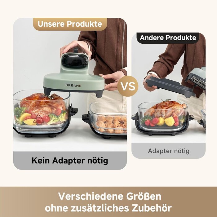 5-in-1 Heißluftfritteuse, 4,5L & 2,5L Doppelkammer, Grün - 29% Rabatt