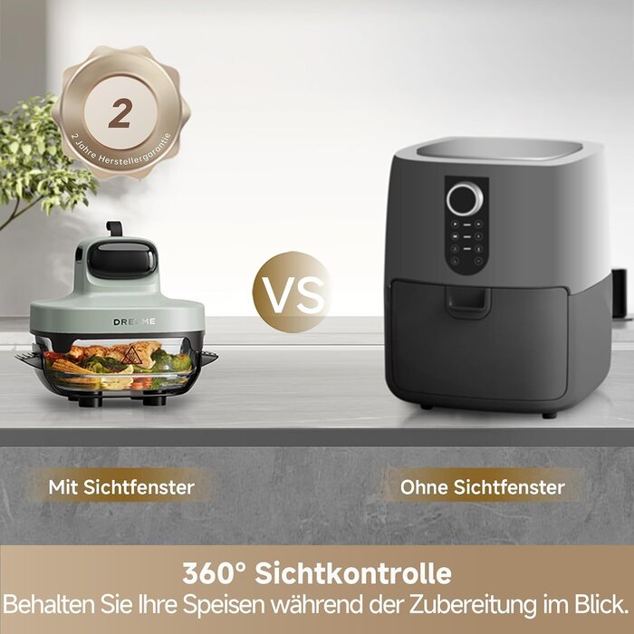 5-in-1 Heißluftfritteuse, 4,5L & 2,5L Doppelkammer, Grün - 29% Rabatt
