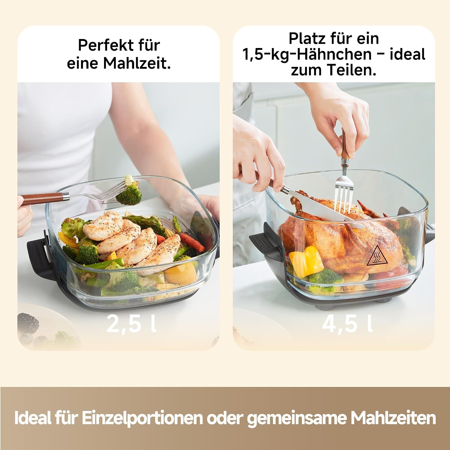 5-in-1 Heißluftfritteuse, 4,5L & 2,5L Doppelkammer, Grün - 29% Rabatt