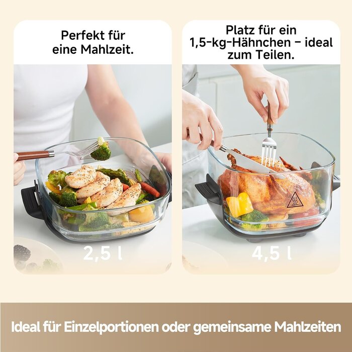 5-in-1 Heißluftfritteuse, 4,5L & 2,5L Doppelkammer, Grün - 29% Rabatt