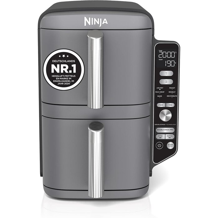 9,5L Double Stack Heißluftfritteuse - Grau - 35% Rabatt - Outlet