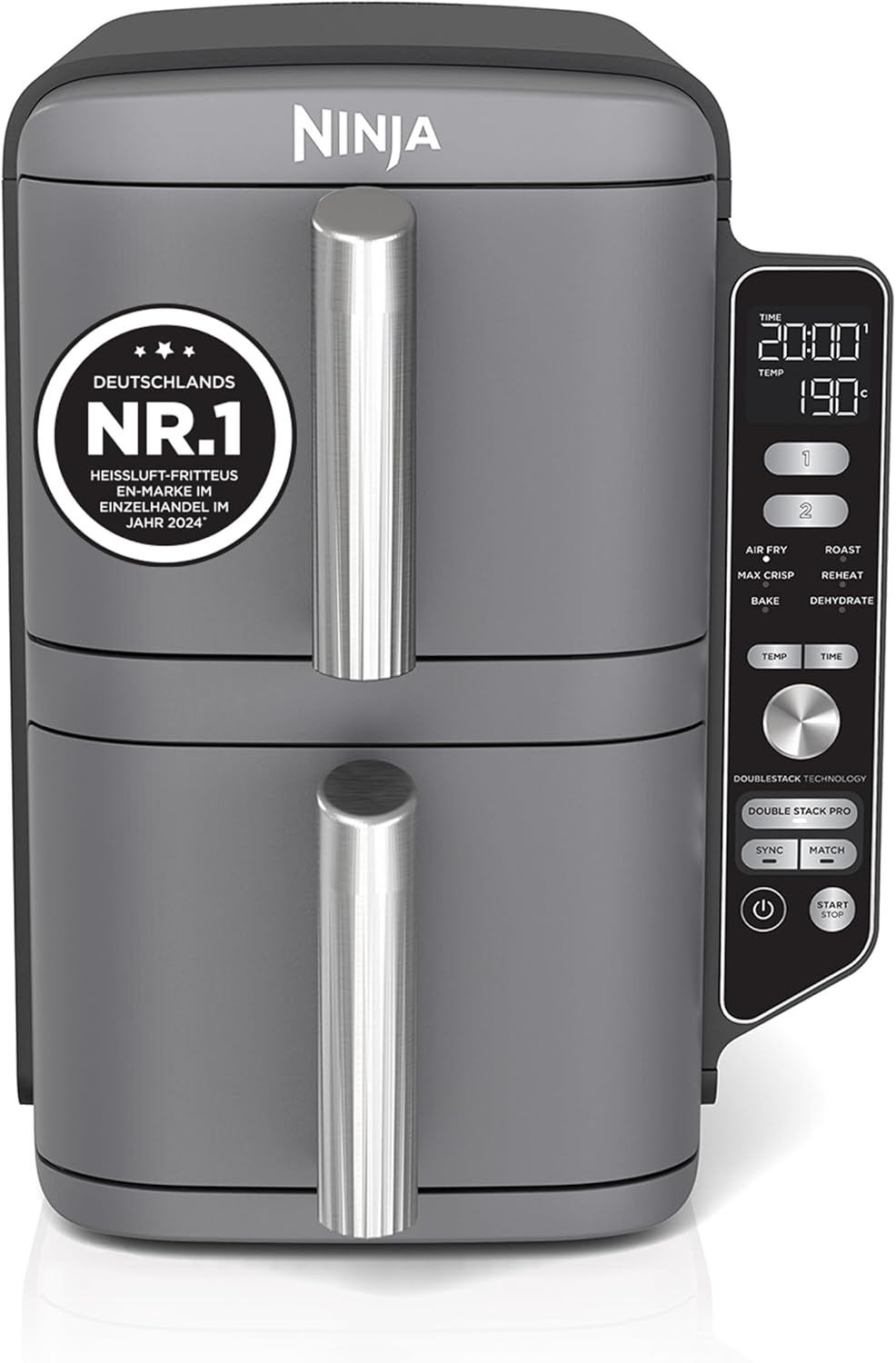 9,5L Double Stack Heißluftfritteuse - Grau - 35% Rabatt - Outlet