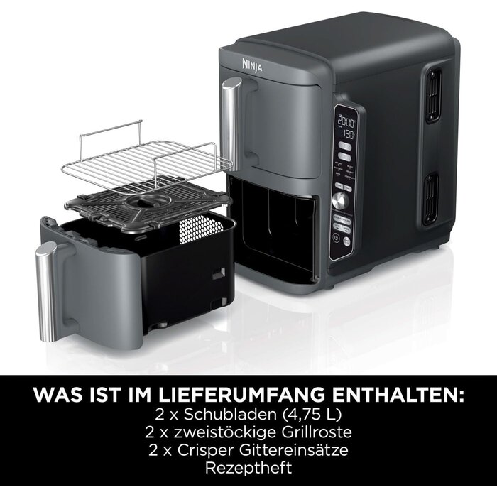 9,5L Double Stack Heißluftfritteuse - Grau - 35% Rabatt - Outlet