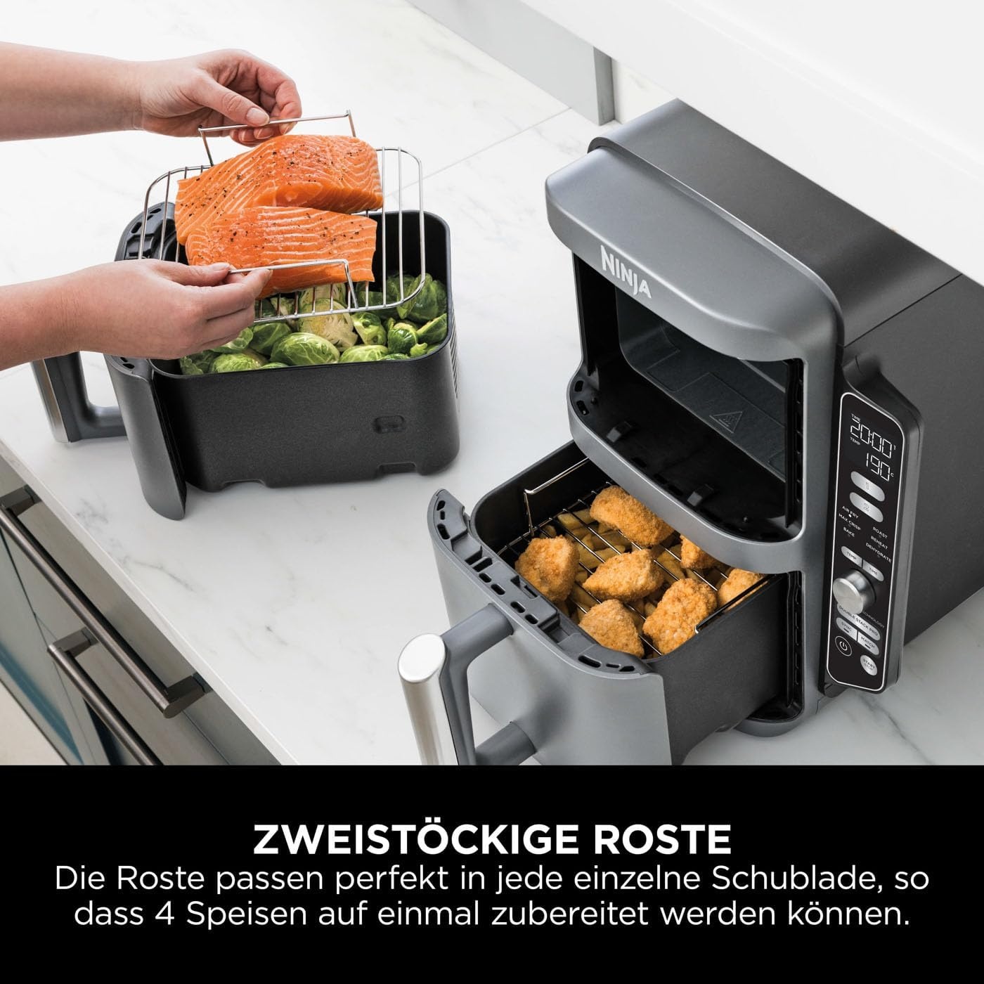 9,5L Double Stack Heißluftfritteuse - Grau - 35% Rabatt - Outlet