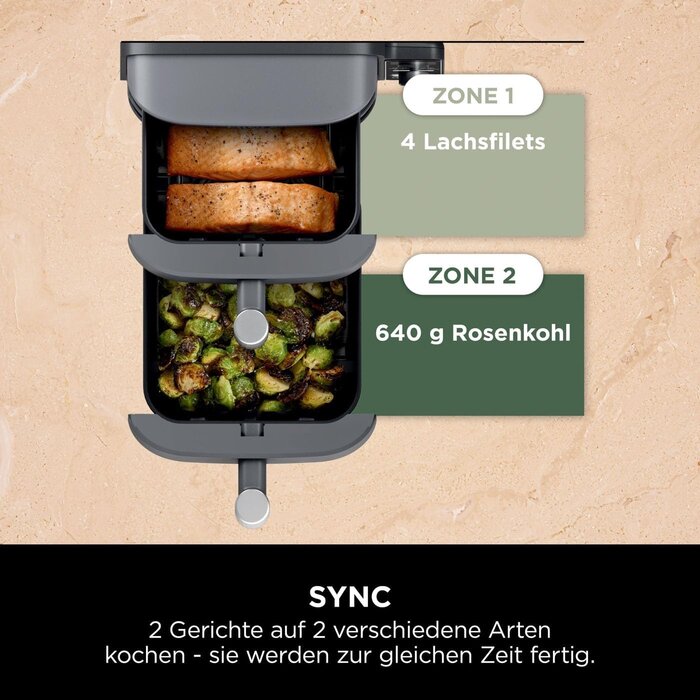 9,5L Double Stack Heißluftfritteuse - Grau - 35% Rabatt - Outlet