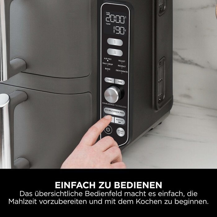 9,5L Double Stack Heißluftfritteuse - Grau - 35% Rabatt - Outlet