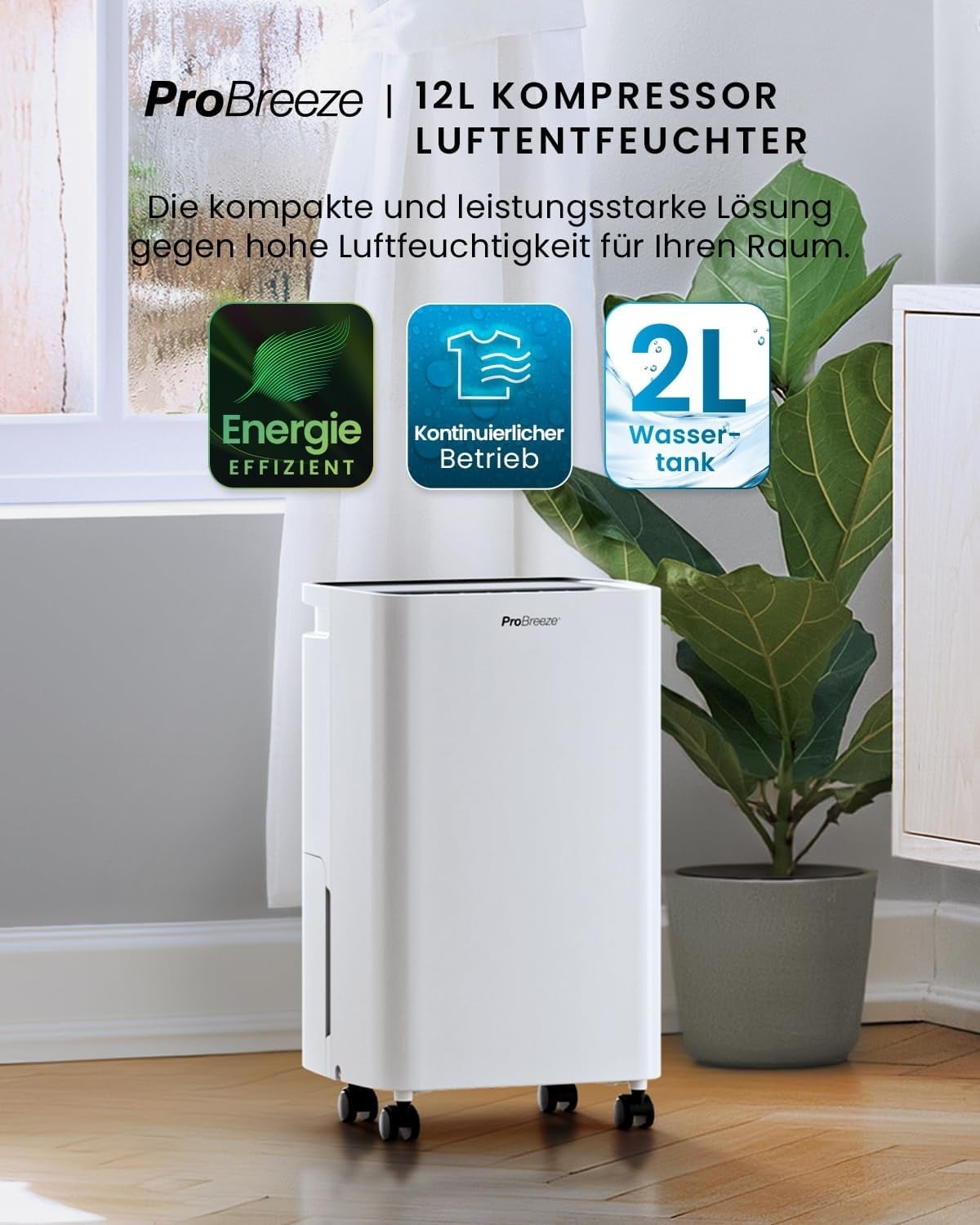 Luftentfeuchter 12L/Tag, kompakt, Weiß - 34% Rabatt auf Ausgepackt