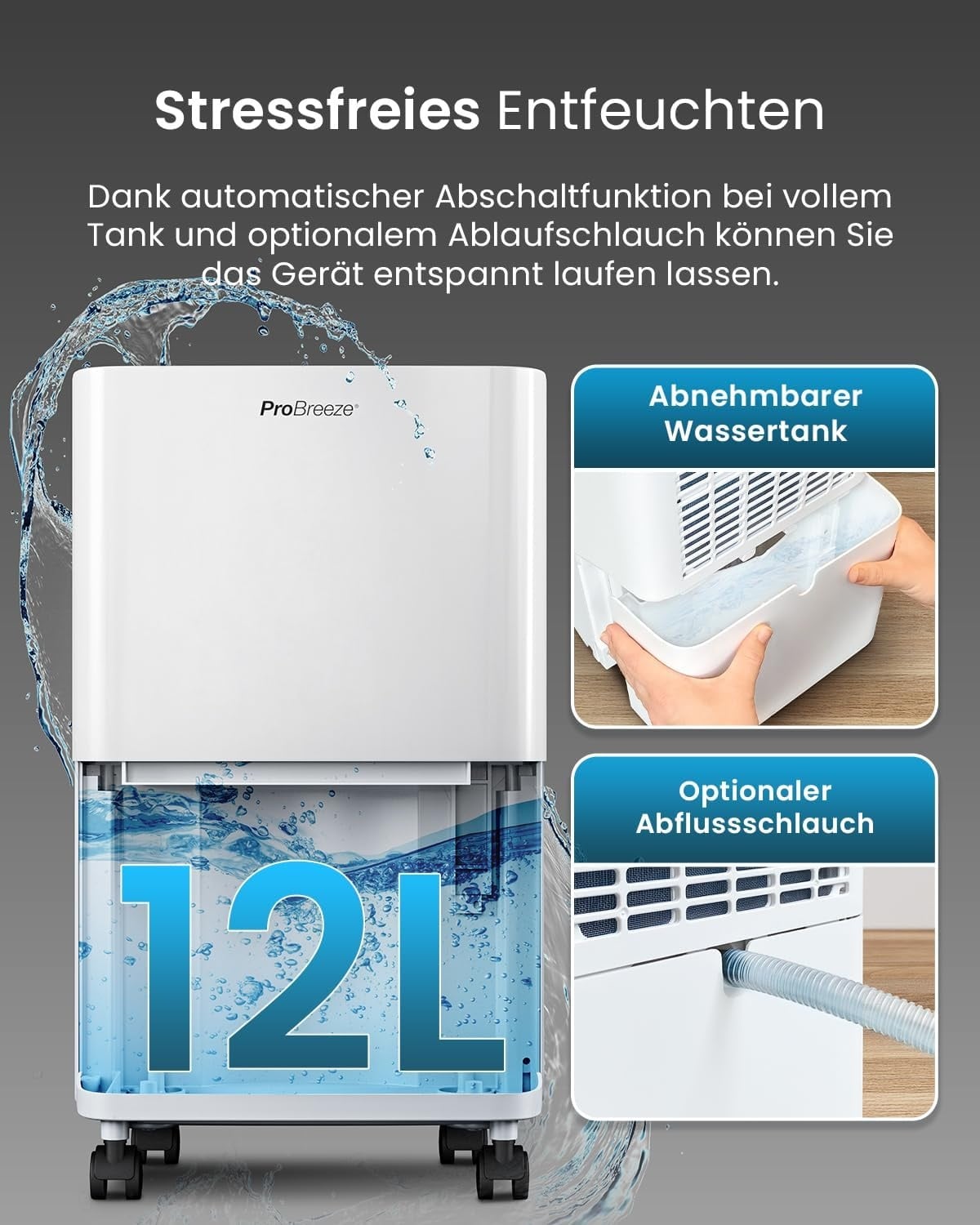 Luftentfeuchter 12L/Tag, kompakt, Weiß - 34% Rabatt auf Ausgepackt