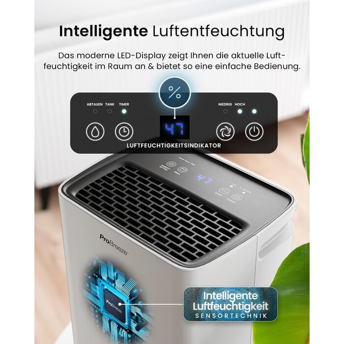 Luftentfeuchter 12L/Tag, kompakt, Weiß - 34% Rabatt auf Ausgepackt