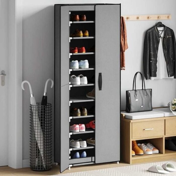 Schuhschrank mit 10 Ebenen 60x30x166 cm Grau - 33% Rabatt
