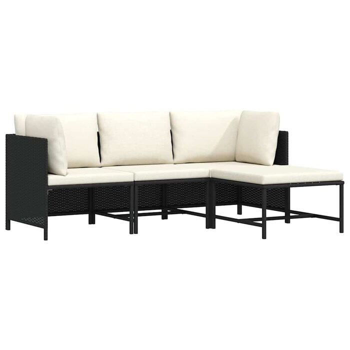 Vidaxl 4-teiliges Lounge-Set schwarz - Poly-Rattan - 35% Rabatt