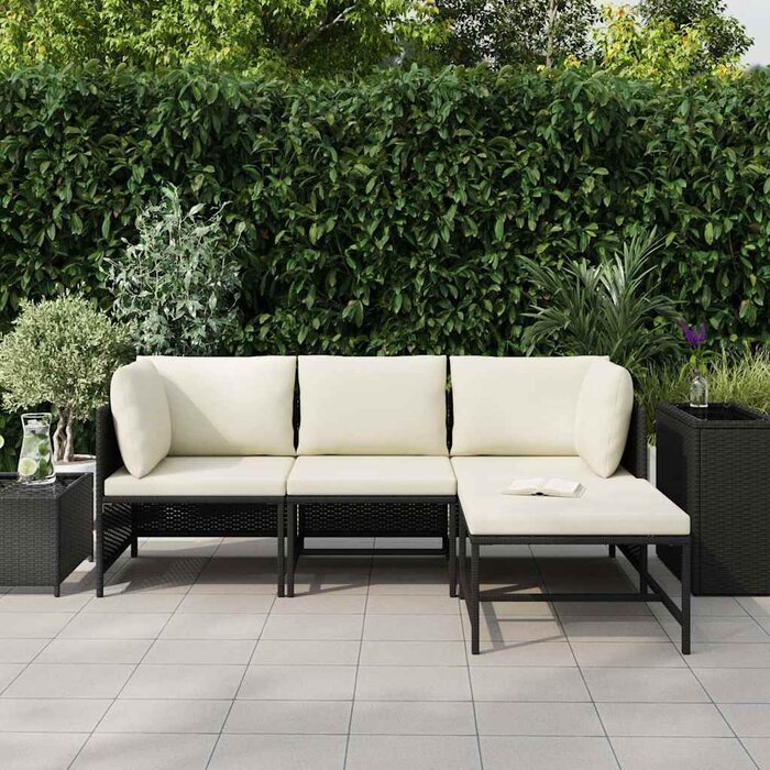 Vidaxl 4-teiliges Lounge-Set schwarz - Poly-Rattan - 35% Rabatt