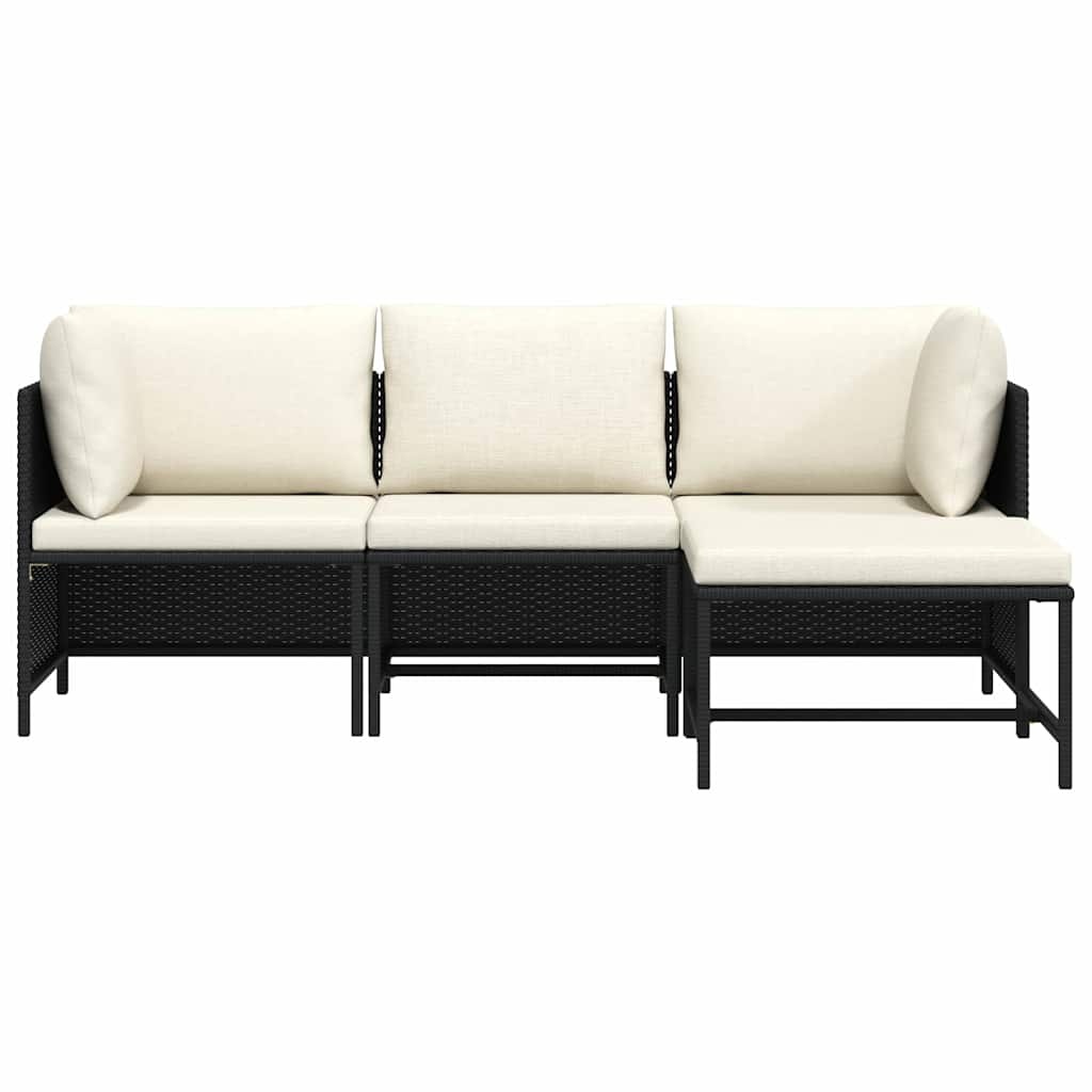 Vidaxl 4-teiliges Lounge-Set schwarz - Poly-Rattan - 35% Rabatt