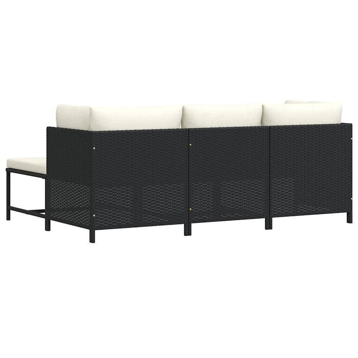 Vidaxl 4-teiliges Lounge-Set schwarz - Poly-Rattan - 35% Rabatt