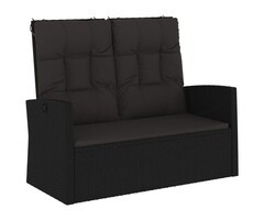 Vidaxl Verstellbare Gartenbank 118 cm Polyrattan Schwarz - 35% Rabatt