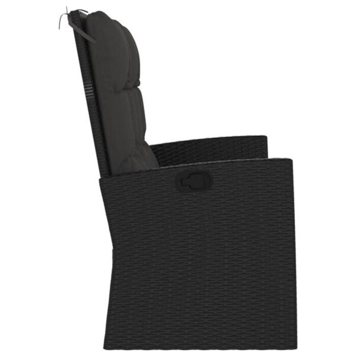 Vidaxl Verstellbare Gartenbank 118 cm Polyrattan Schwarz - 35% Rabatt