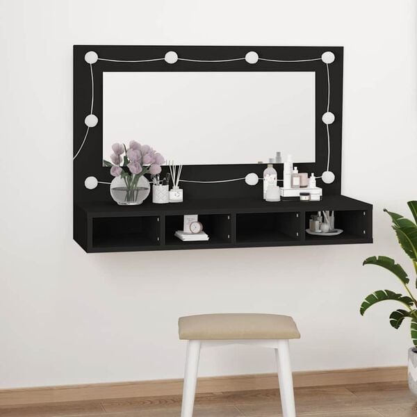Vidaxl Spiegelschrank mit LED in Schwarz - 90x62 cm - 31% Rabatt