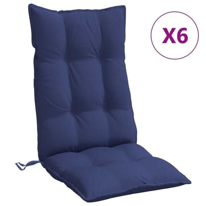 Vidaxl 6er Set Hochlehner-Stuhlkissen Oxford-Gewebe Marineblau 120x50cm - 35% Rabatt
