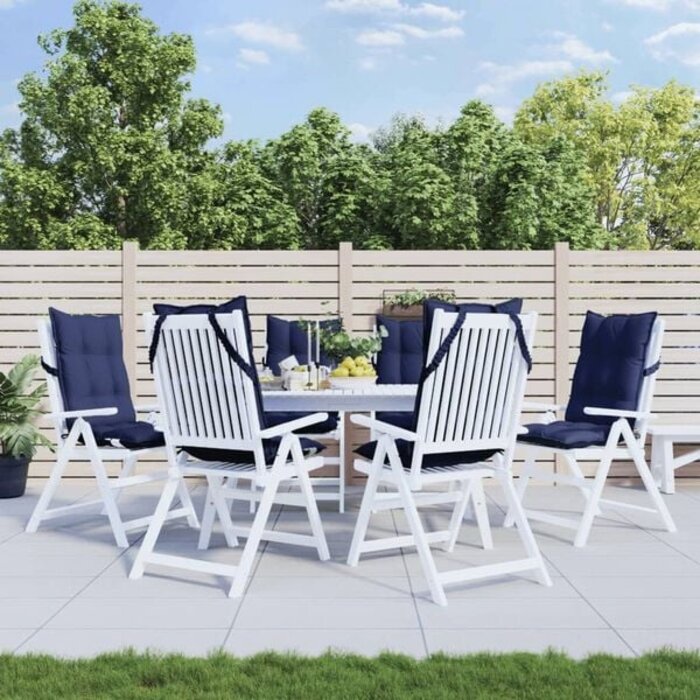Vidaxl 6er Set Hochlehner-Stuhlkissen Oxford-Gewebe Marineblau 120x50cm - 35% Rabatt