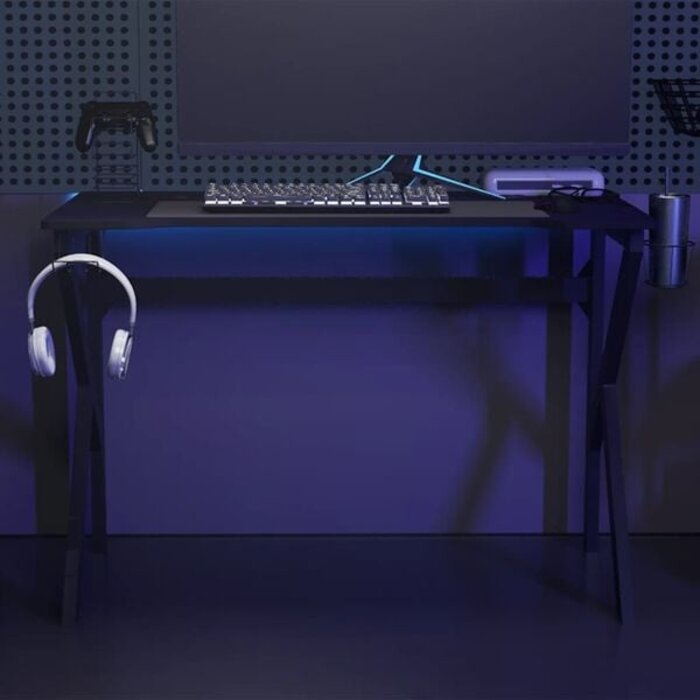Vidaxl Gaming-Schreibtisch K-Form 110x60x75 cm - Schwarz - 34% Rabatt