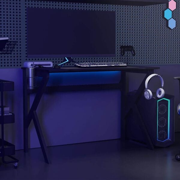 Vidaxl Gaming-Schreibtisch K-Form 110x60x75 cm - Schwarz - 34% Rabatt