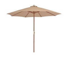 Vidaxl Holz-Sonnenschirm mit Kurbel 300 cm Taupe - 41% Rabatt
