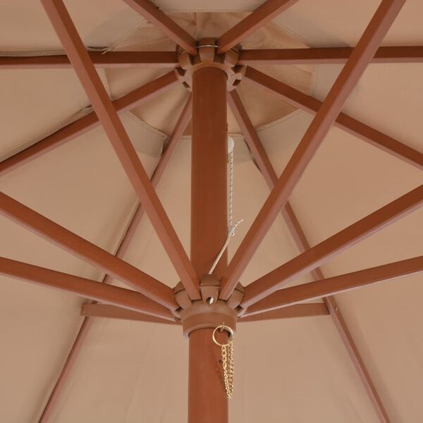 Vidaxl Holz-Sonnenschirm 300 cm in Taupe - 34% Rabatt