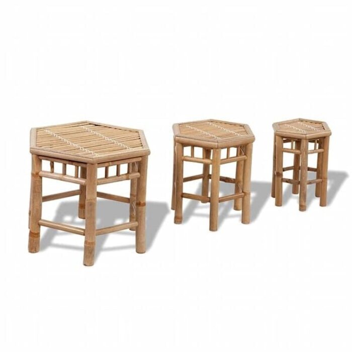 Vidaxl 3-teiliges Bambus-Gartenhocker-Set sechseckig - 34% Rabatt