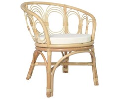 Vidaxl Rattan-Esszimmerstuhl mit Leinenkissen - Natur - 35% Rabatt