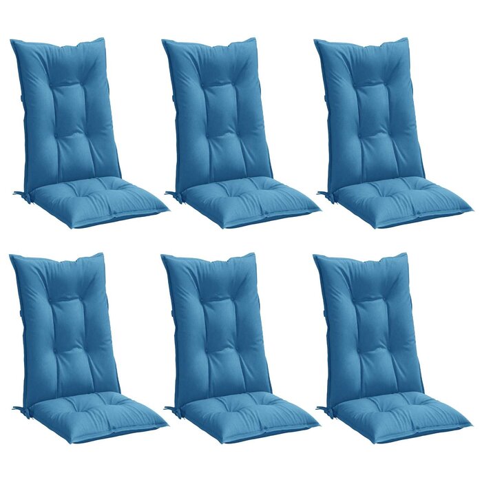 Vidaxl 6er-Set Hochlehner-Stuhlkissen 120x50x7 cm, Meliertes Blau - 34% Rabatt
