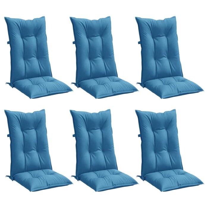 Vidaxl 6er-Set Hochlehner-Stuhlkissen 120x50x7 cm, Meliertes Blau - 34% Rabatt