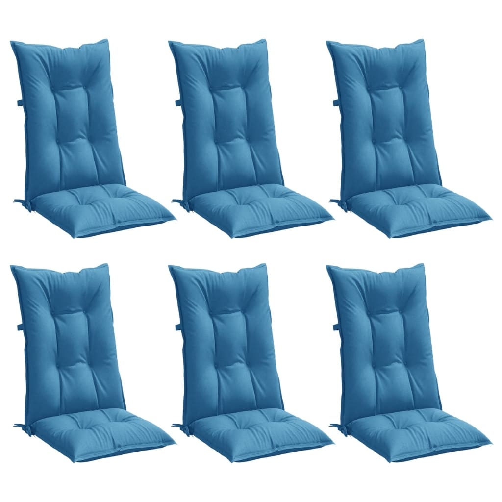 Vidaxl 6er-Set Hochlehner-Stuhlkissen 120x50x7 cm, Meliertes Blau - 34% Rabatt