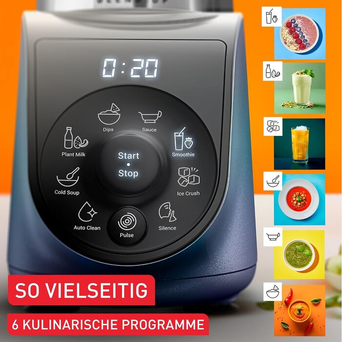 Mini-Standmixer 1000W 700ml 8 Programme - Borealblau - 34% Rabatt