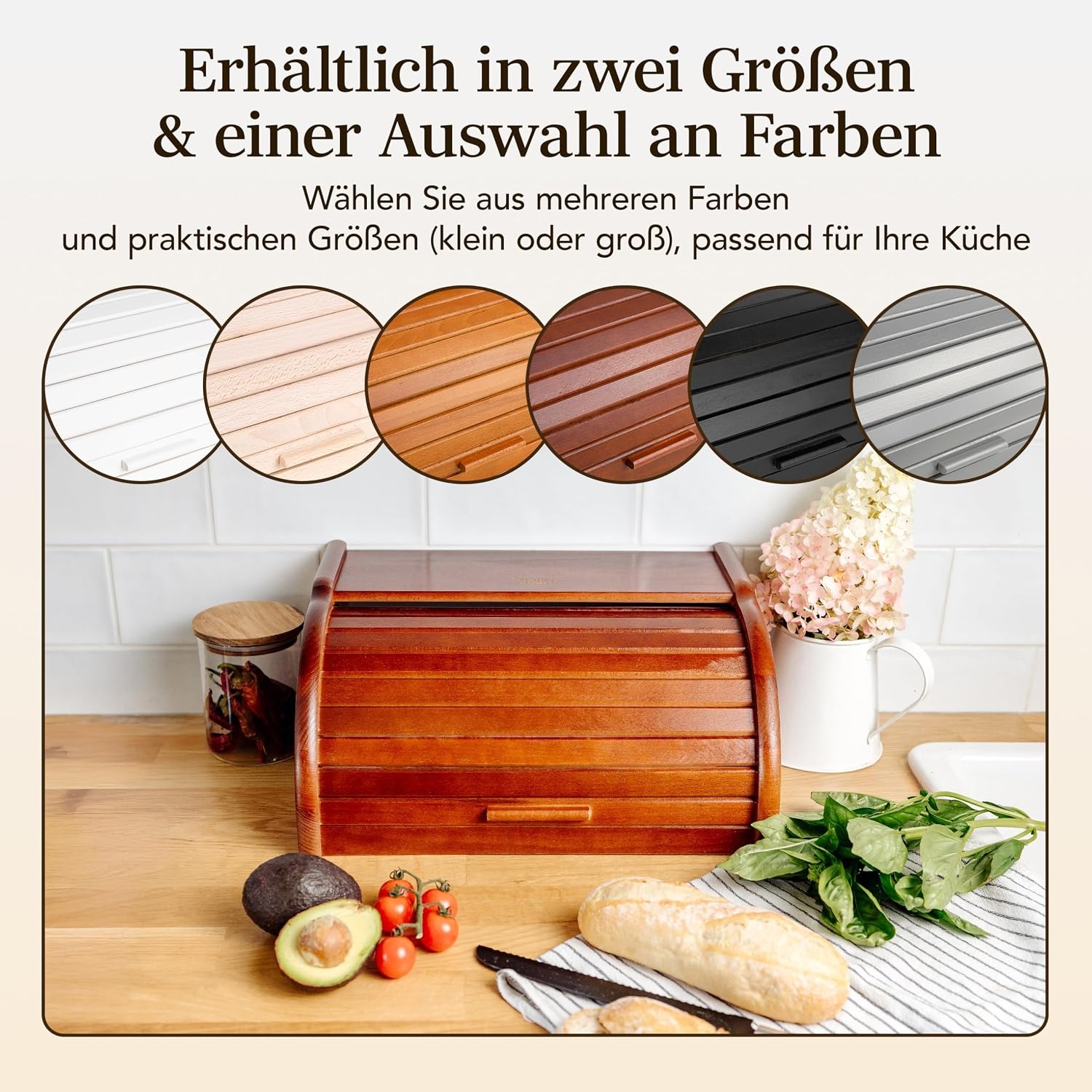 Brotkasten aus Buchenholz mit Rolldeckel 40x27,5cm - 32% Rabatt
