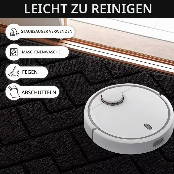 Große Fußmatte 119x180 cm Schwarz - 34% Rabatt - Rutschfest & Pflegeleicht