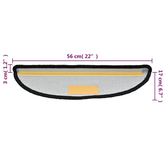 Vidaxl 15x Treppenmatten Halbrund Schwarz 56x17x3cm - 34% Rabatt - Wie neu