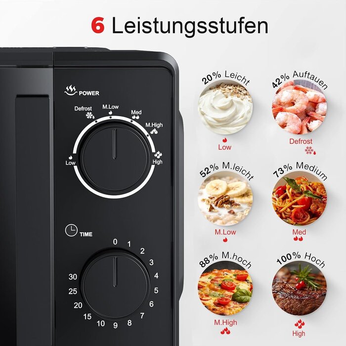 Solo-Mikrowelle 20L - 700W - 35% Rabatt - Schwarz