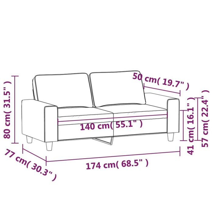 Vidaxl 2-Sitzer Sofa 140 cm Lichtgrau - 35% Rabatt