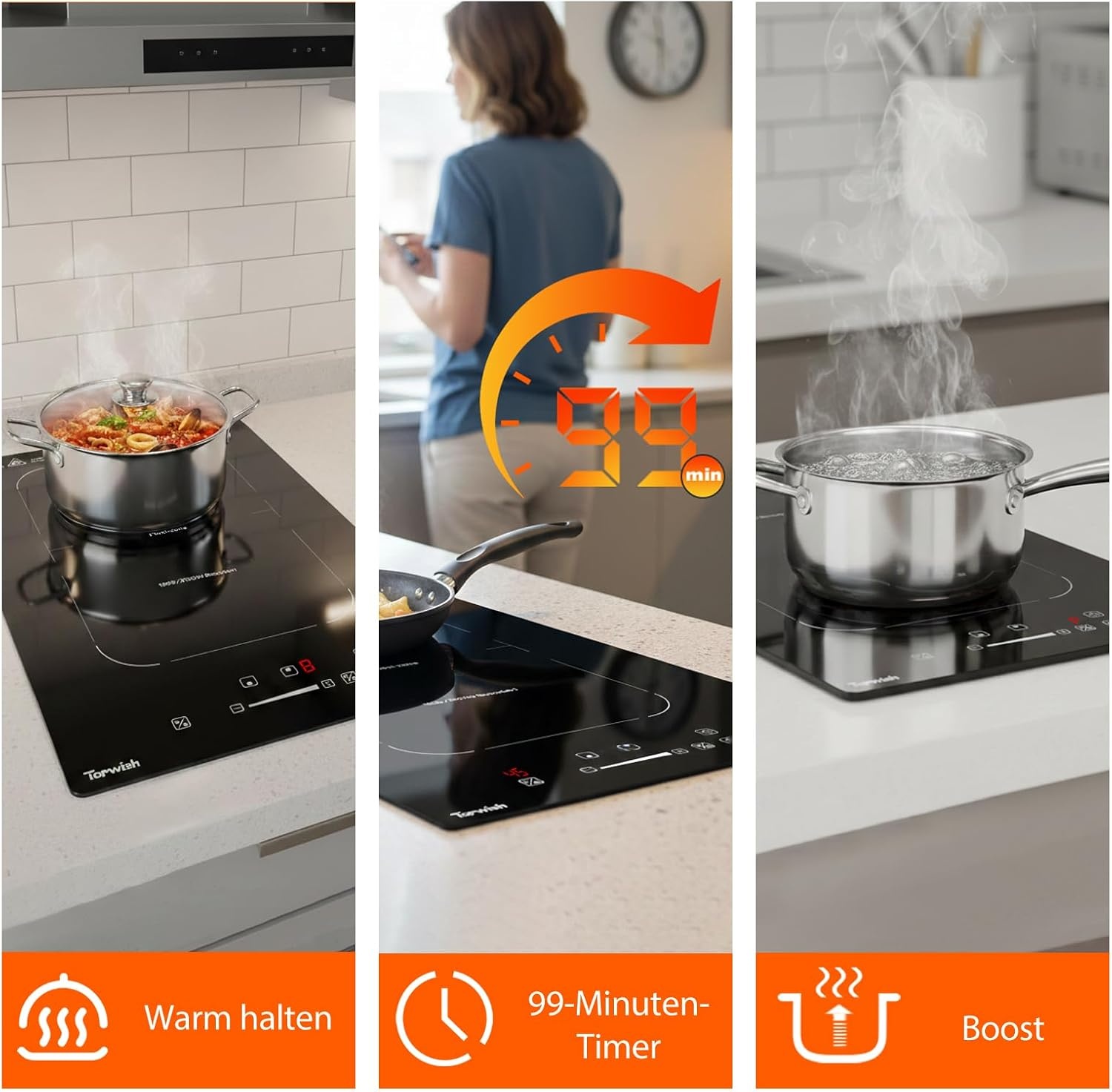 Induktionskochfeld 30 cm mit Flexzone 3500W - 34% Rabatt