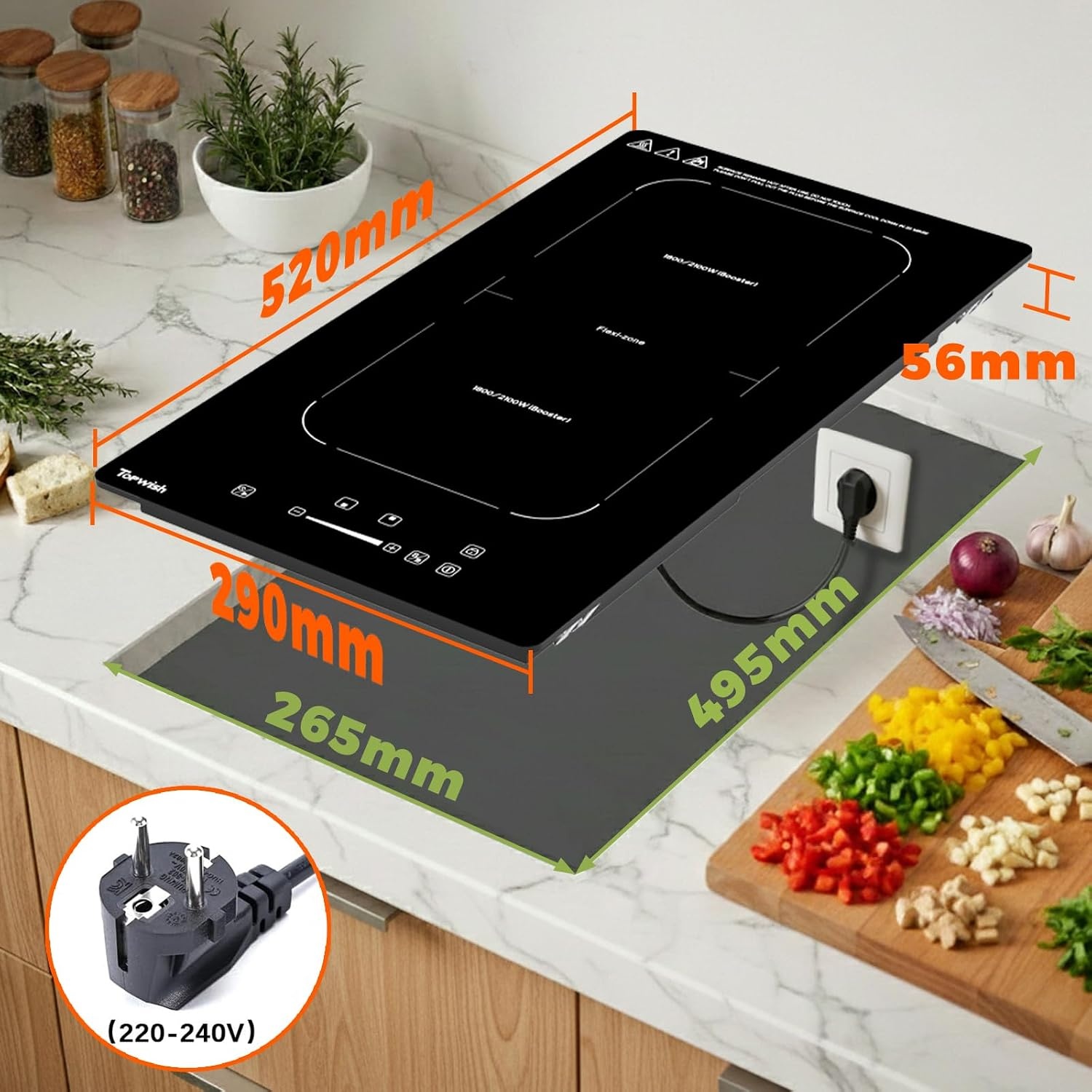Induktionskochfeld 30 cm mit Flexzone 3500W - 34% Rabatt